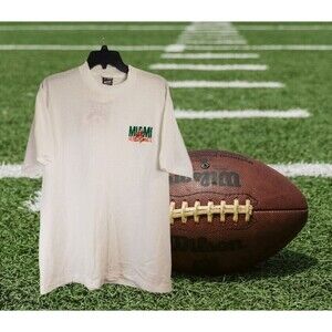 Vintage Miami Hurricanes Tee Shirt Tags Embroidered Logo Single Stitch Size XL